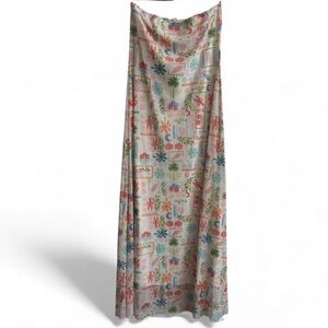 SEE YOU MONDAY Strapless Mesh Tropical Beach Mesh Strapless Maxi Dress Size L